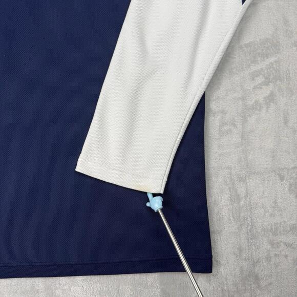 Y2K Adidas Long Sleeve Athletic Shirt White Navy Men's Large Relaxed 3-Stripes - Picture 6 of 9